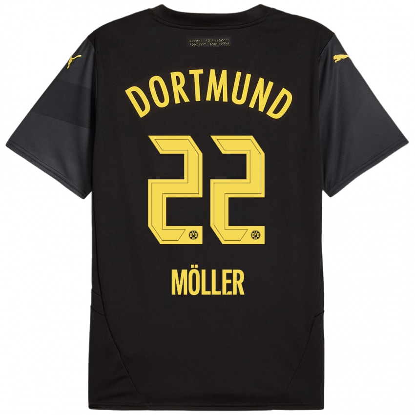 Niño Camiseta Paul Möller #22 Negro Amarillo 2ª Equipación 2024/25 La Camisa Perú