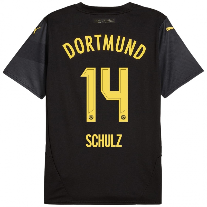 Niño Camiseta Nico Schulz #14 Negro Amarillo 2ª Equipación 2024/25 La Camisa Perú