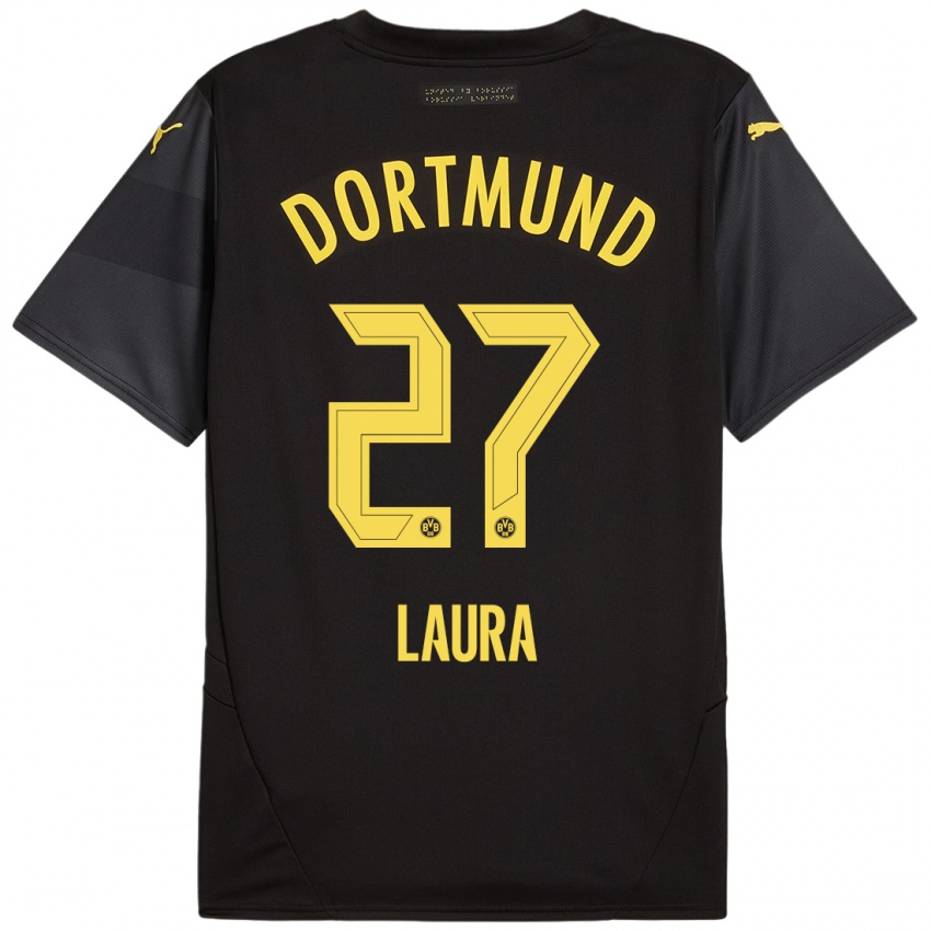 Niño Camiseta Van Der Heijden Laura #27 Negro Amarillo 2ª Equipación 2024/25 La Camisa Perú