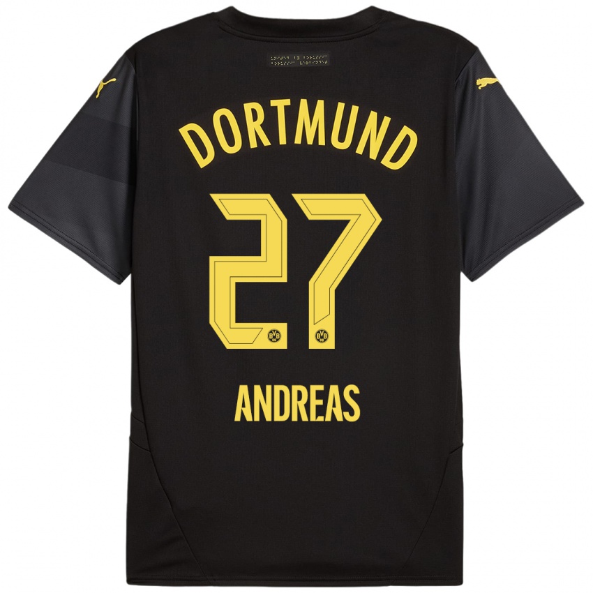 Niño Camiseta Kuno Andreas #27 Negro Amarillo 2ª Equipación 2024/25 La Camisa Perú