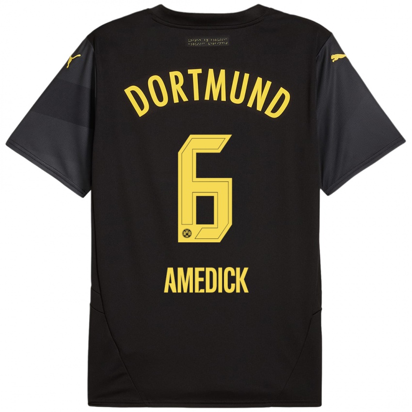 Niño Camiseta Maik Amedick #6 Negro Amarillo 2ª Equipación 2024/25 La Camisa Perú