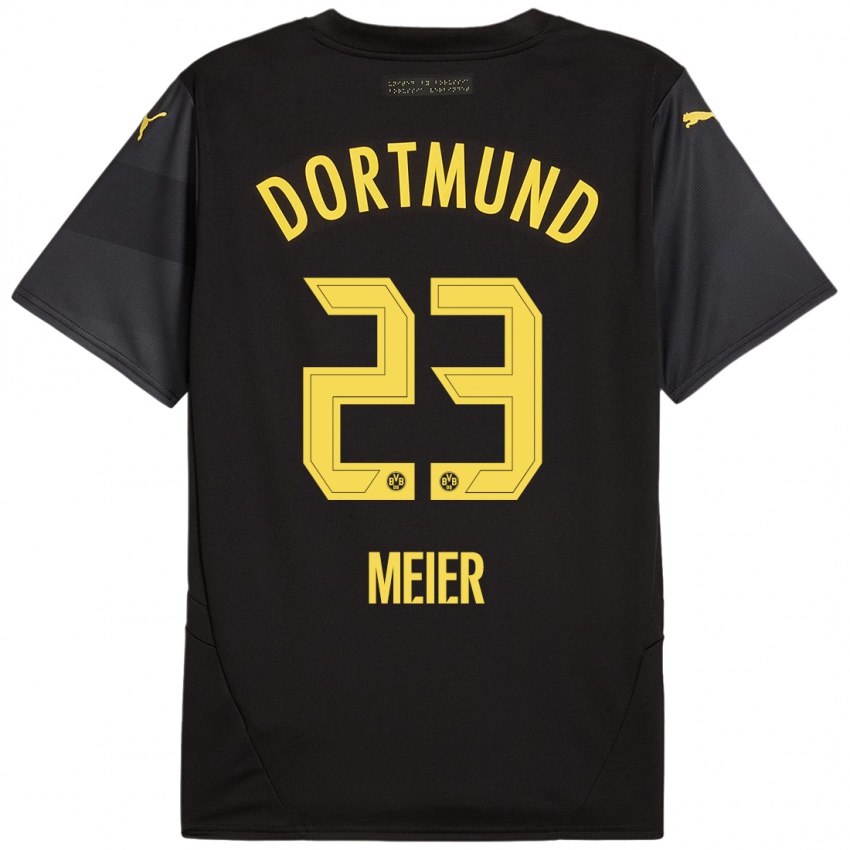 Niño Camiseta Maximilian Meier #23 Negro Amarillo 2ª Equipación 2024/25 La Camisa Perú