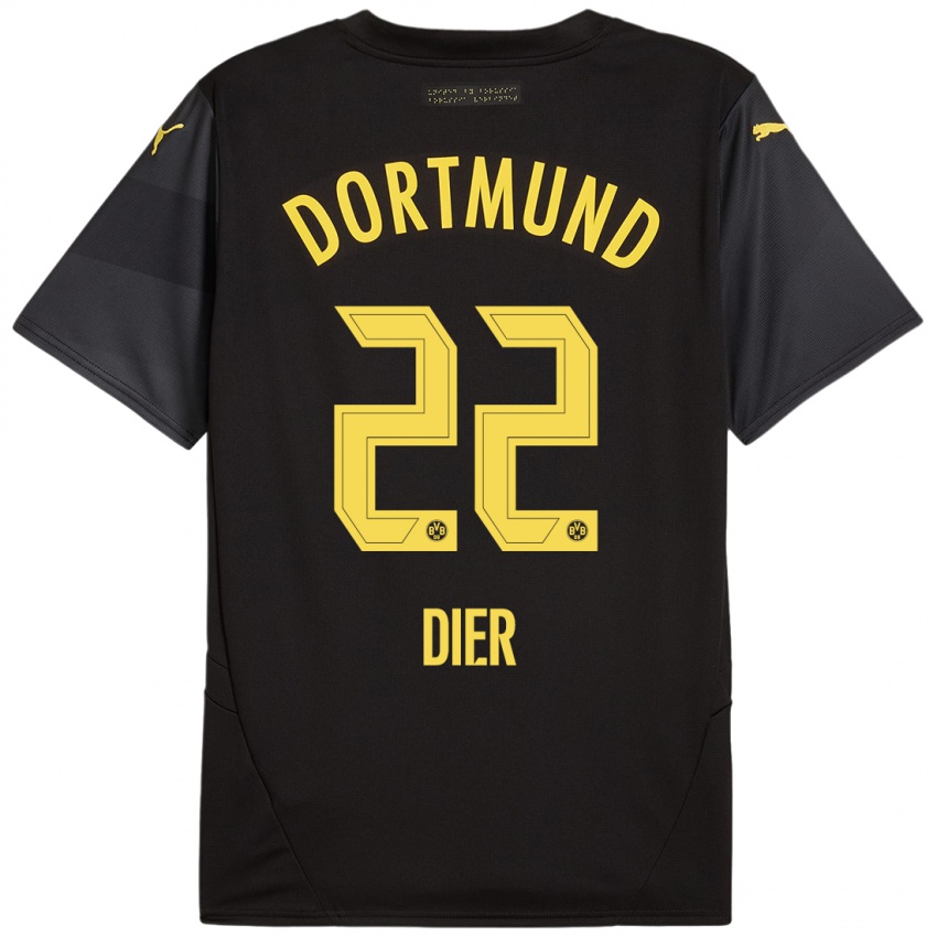 Niño Camiseta Henrik Dier #22 Negro Amarillo 2ª Equipación 2024/25 La Camisa Perú