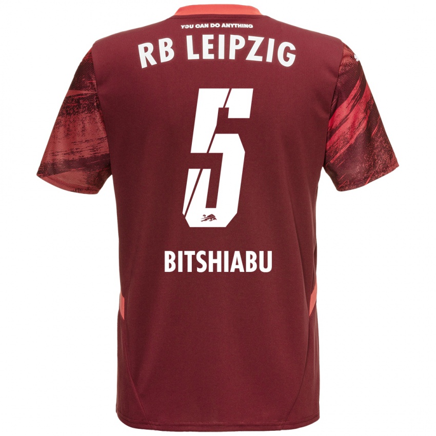 Niño Camiseta El Chadaille Bitshiabu #5 Borgoña 2ª Equipación 2024/25 La Camisa Perú