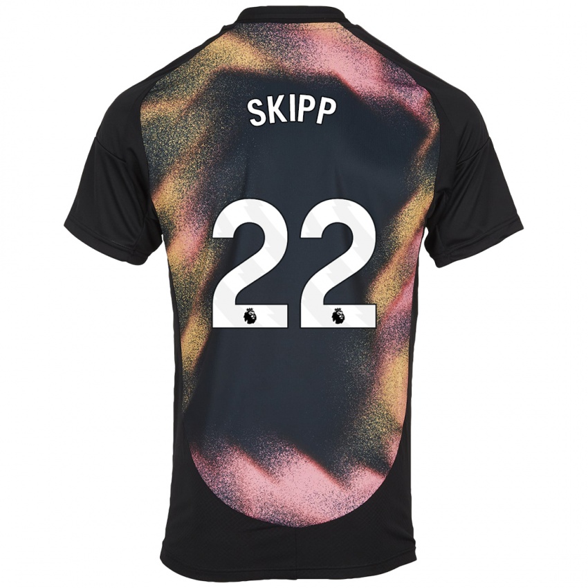 Niño Camiseta Oliver Skipp #22 Negro Blanco 2ª Equipación 2024/25 La Camisa Perú