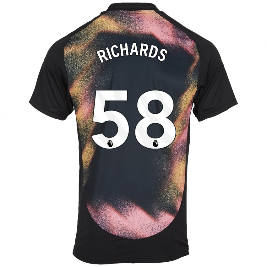 Niño Camiseta Amani Richards #58 Negro Blanco 2ª Equipación 2024/25 La Camisa Perú