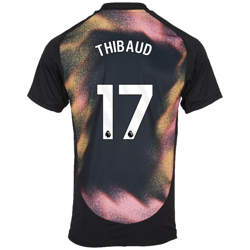 Niño Camiseta Julie Thibaud #17 Negro Blanco 2ª Equipación 2024/25 La Camisa Perú