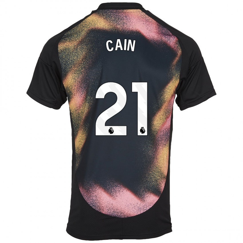 Niño Camiseta Hannah Cain #21 Negro Blanco 2ª Equipación 2024/25 La Camisa Perú