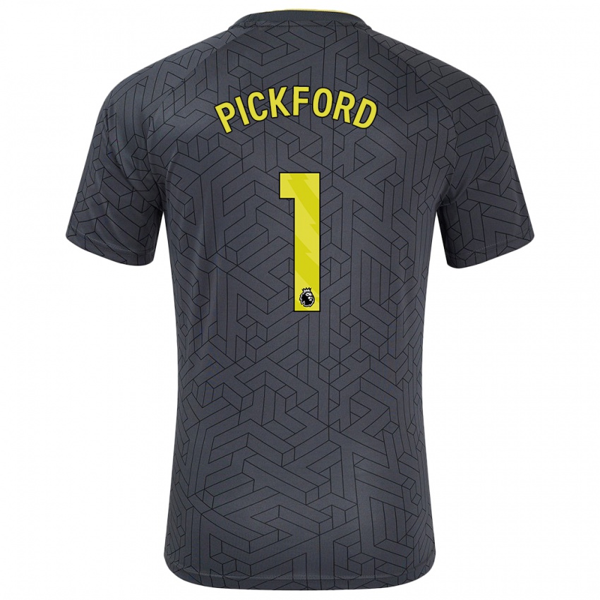 Niño Camiseta Pickford #1 Negro Amarillo 2ª Equipación 2024/25 La Camisa Perú