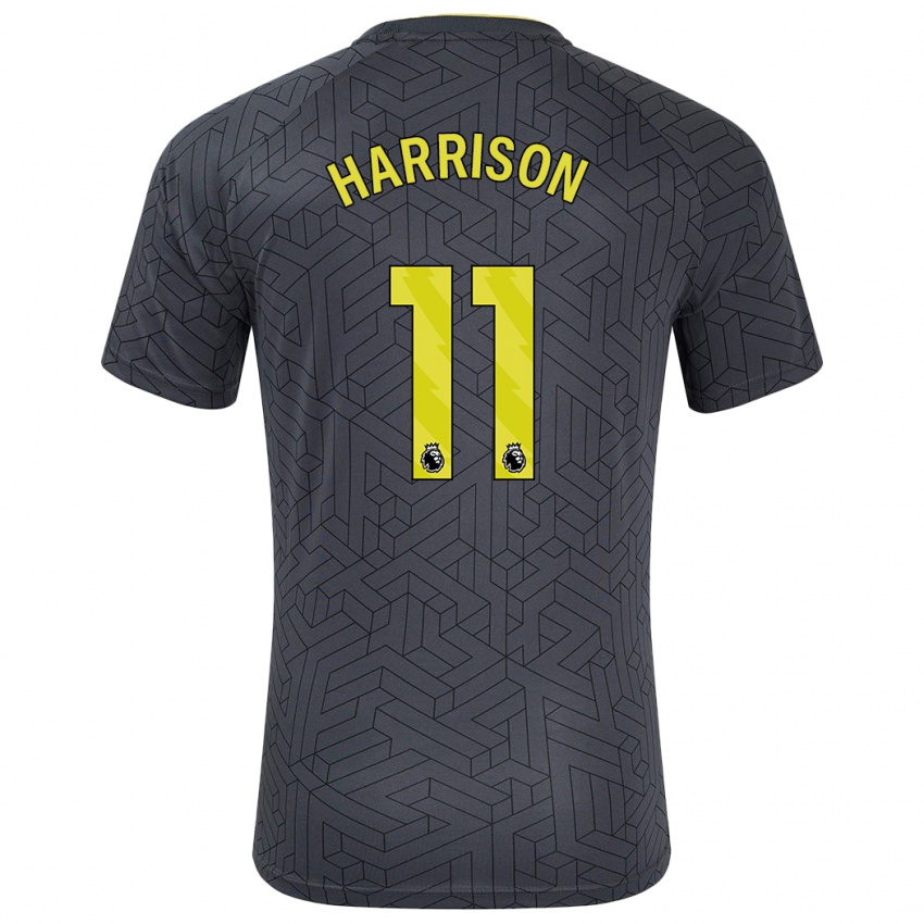 Niño Camiseta Jack Harrison #11 Negro Amarillo 2ª Equipación 2024/25 La Camisa Perú