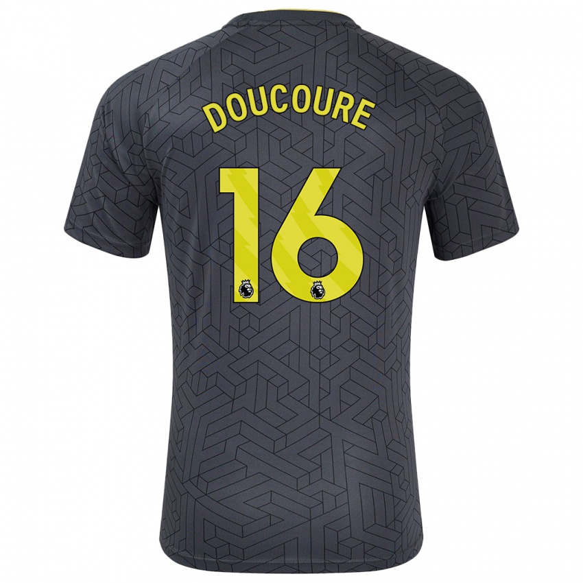 Niño Camiseta Abdoulaye Doucouré #16 Negro Amarillo 2ª Equipación 2024/25 La Camisa Perú