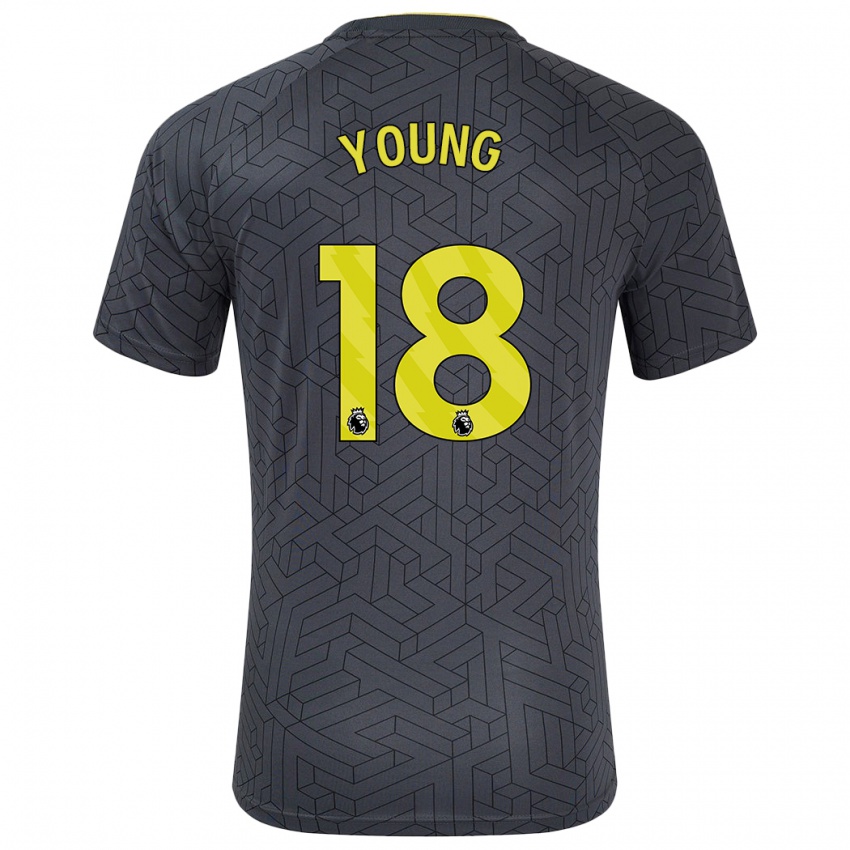 Niño Camiseta Ashley Young #18 Negro Amarillo 2ª Equipación 2024/25 La Camisa Perú