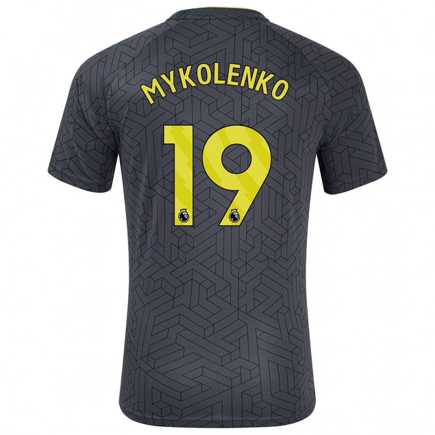 Niño Camiseta Vitaliy Mykolenko #19 Negro Amarillo 2ª Equipación 2024/25 La Camisa Perú