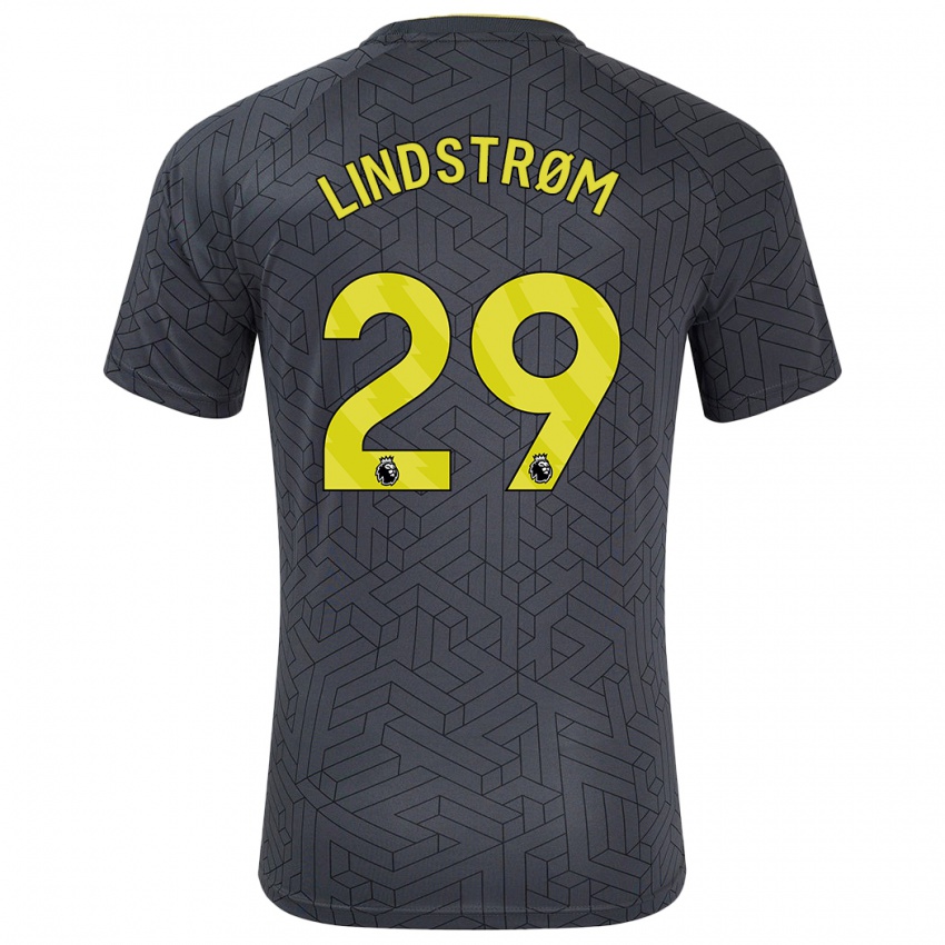 Niño Camiseta Jesper Lindstrøm #29 Negro Amarillo 2ª Equipación 2024/25 La Camisa Perú