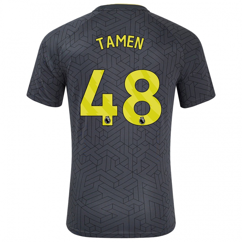 Niño Camiseta William Tamen #48 Negro Amarillo 2ª Equipación 2024/25 La Camisa Perú