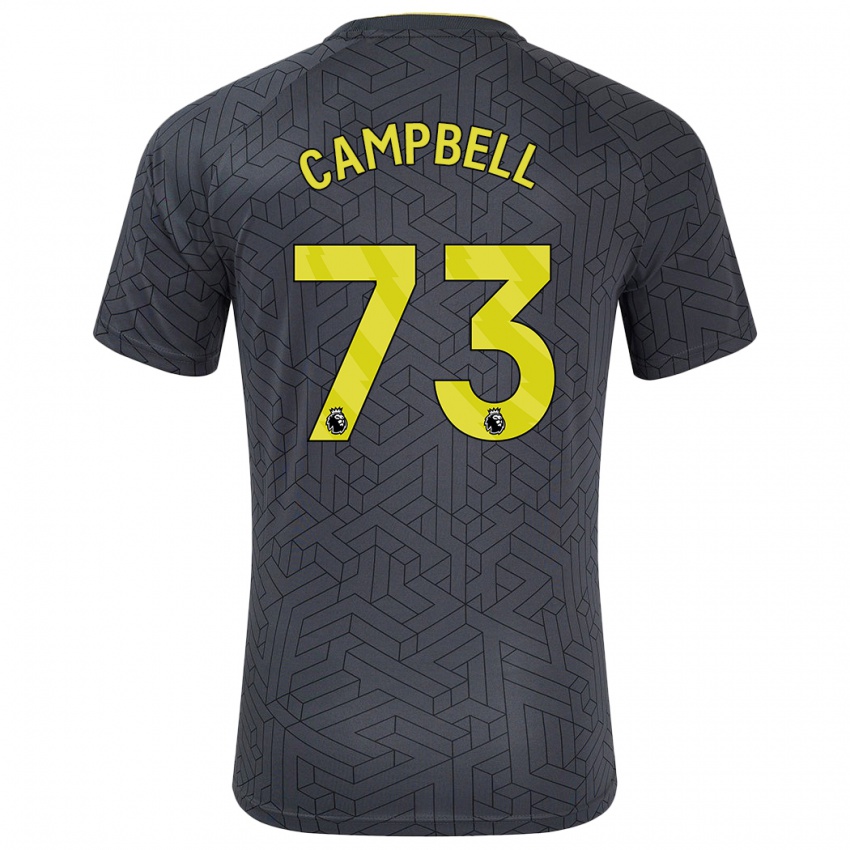 Niño Camiseta Elijah Campbell #73 Negro Amarillo 2ª Equipación 2024/25 La Camisa Perú