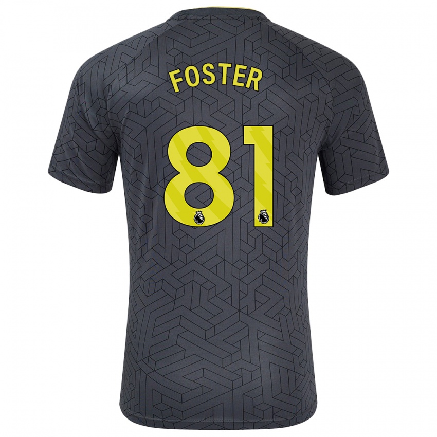 Niño Camiseta Harvey Foster #81 Negro Amarillo 2ª Equipación 2024/25 La Camisa Perú