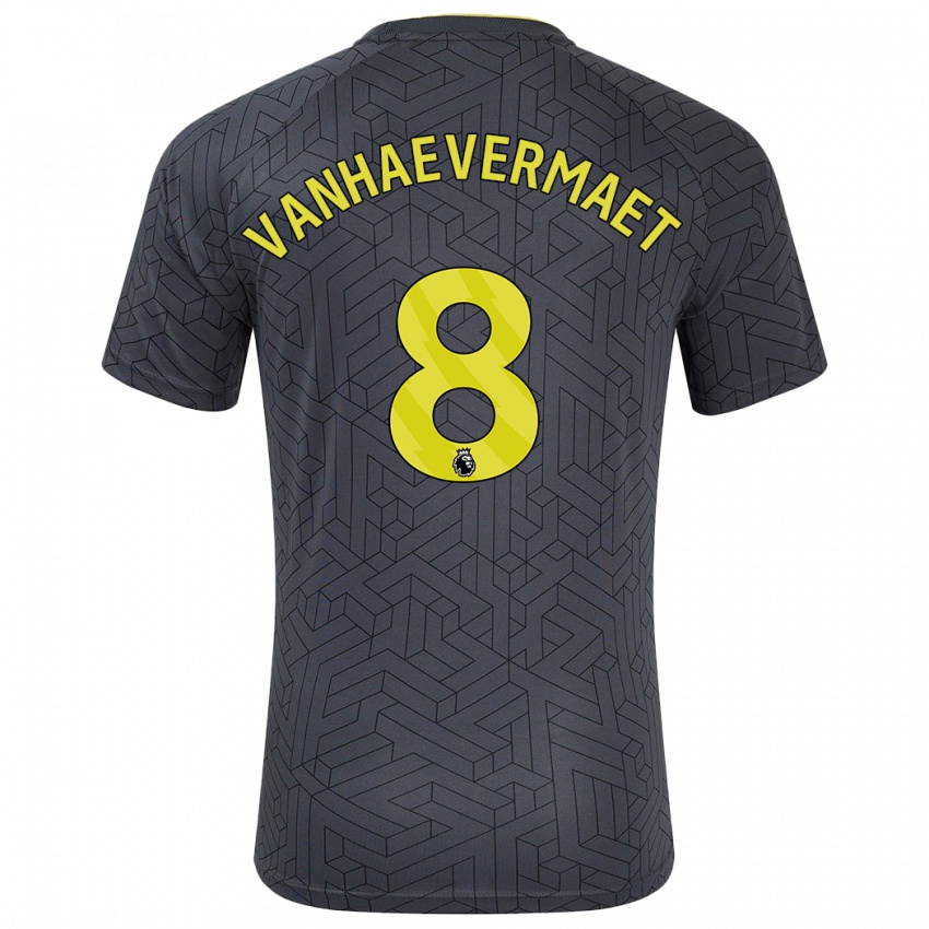 Niño Camiseta Justine Vanhaevermaet #8 Negro Amarillo 2ª Equipación 2024/25 La Camisa Perú