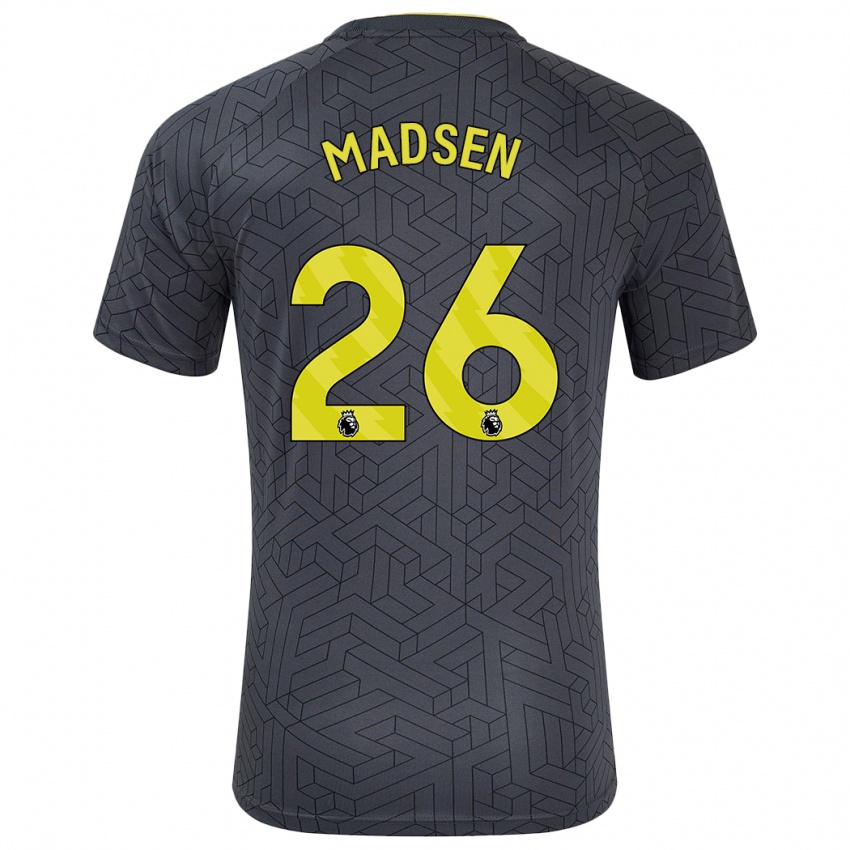 Niño Camiseta Rikke Madsen #26 Negro Amarillo 2ª Equipación 2024/25 La Camisa Perú