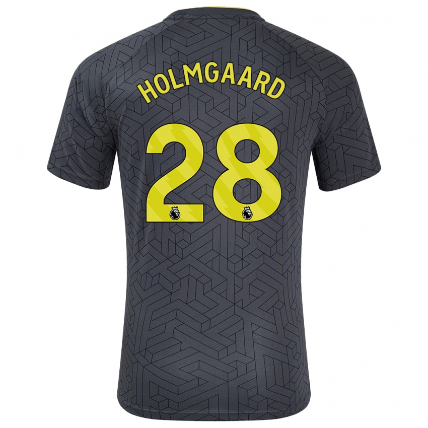 Niño Camiseta Karen Holmgaard #28 Negro Amarillo 2ª Equipación 2024/25 La Camisa Perú