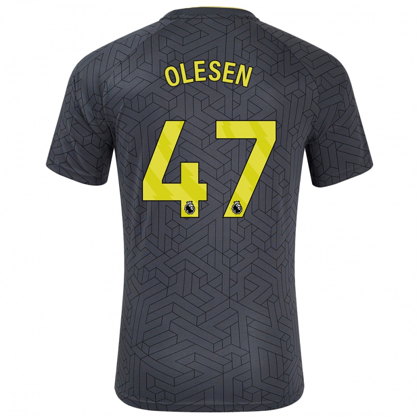 Niño Camiseta Karoline Olesen #47 Negro Amarillo 2ª Equipación 2024/25 La Camisa Perú