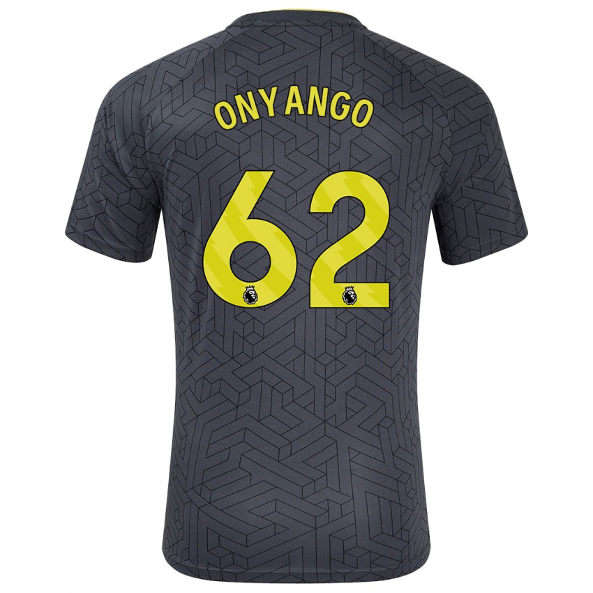 Niño Camiseta Tyler Onyango #62 Negro Amarillo 2ª Equipación 2024/25 La Camisa Perú