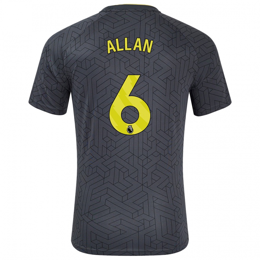 Niño Camiseta Allan #6 Negro Amarillo 2ª Equipación 2024/25 La Camisa Perú