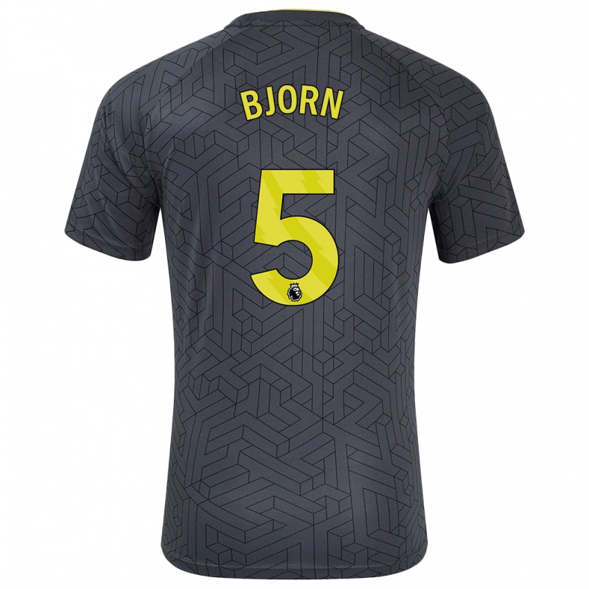 Niño Camiseta Nathalie Bjorn #5 Negro Amarillo 2ª Equipación 2024/25 La Camisa Perú