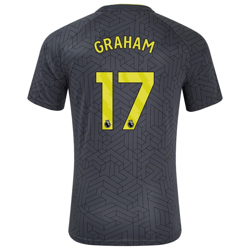 Niño Camiseta Lucy Graham #17 Negro Amarillo 2ª Equipación 2024/25 La Camisa Perú