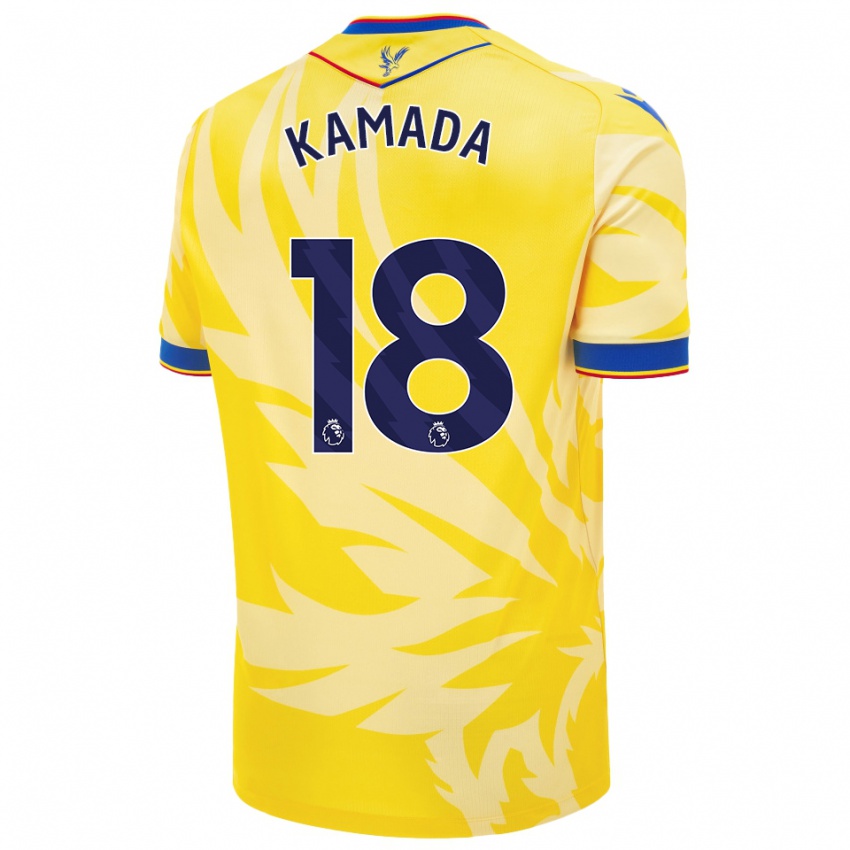 Niño Camiseta Daichi Kamada #18 Amarillo 2ª Equipación 2024/25 La Camisa Perú