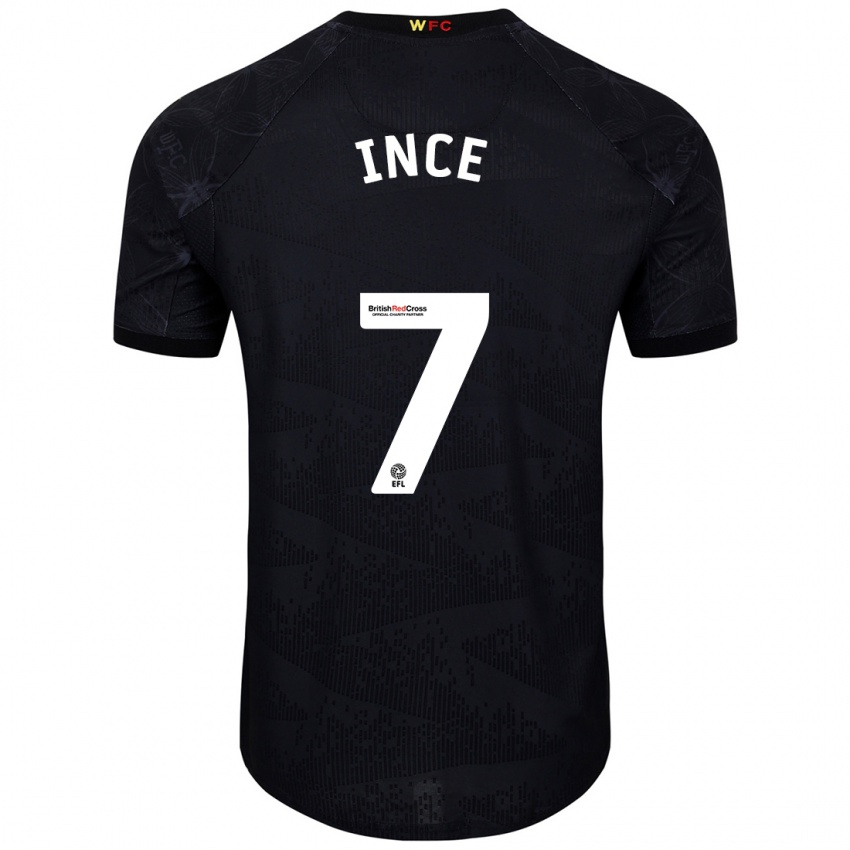 Niño Camiseta Tom Ince #7 Negro Blanco 2ª Equipación 2024/25 La Camisa Perú