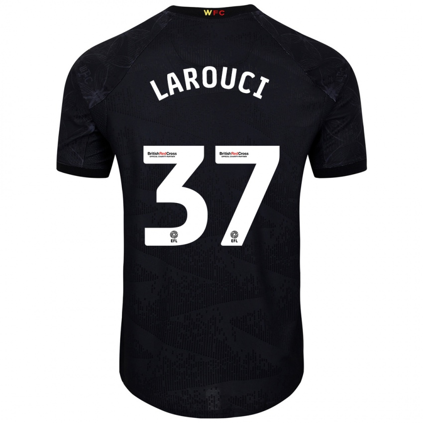 Niño Camiseta Yasser Larouci #37 Negro Blanco 2ª Equipación 2024/25 La Camisa Perú