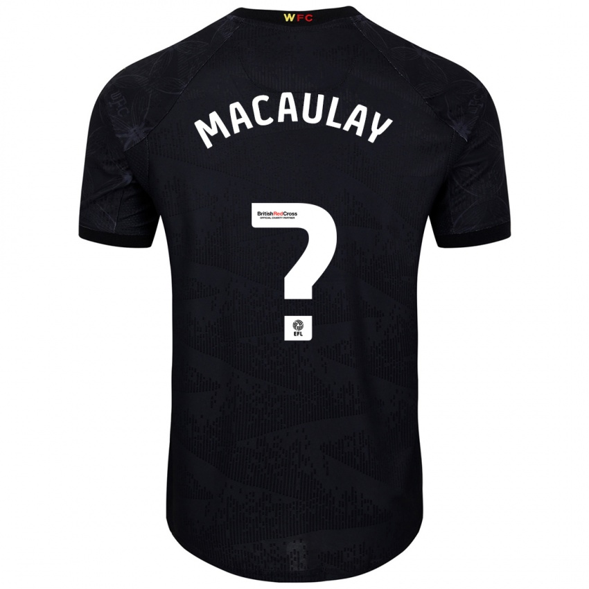 Niño Camiseta Jonathan Macaulay #0 Negro Blanco 2ª Equipación 2024/25 La Camisa Perú