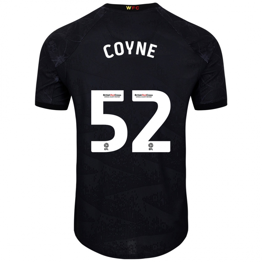 Niño Camiseta Aidan Coyne #52 Negro Blanco 2ª Equipación 2024/25 La Camisa Perú