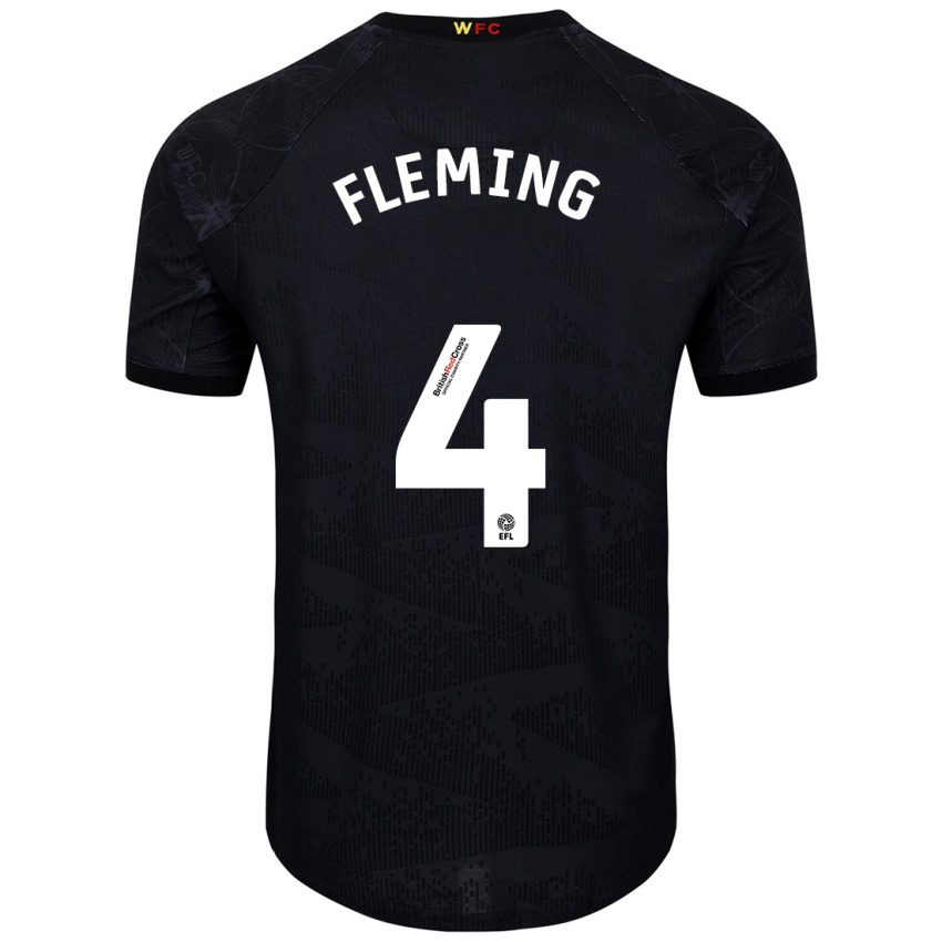 Niño Camiseta Charlotte Fleming #4 Negro Blanco 2ª Equipación 2024/25 La Camisa Perú