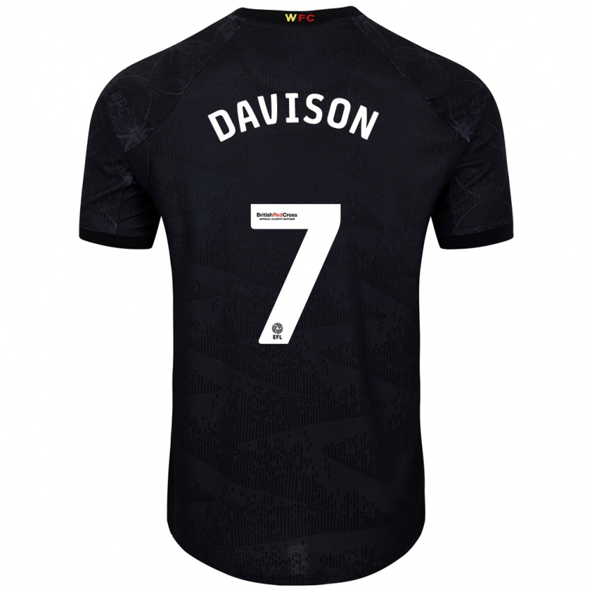 Niño Camiseta Gemma Davison #7 Negro Blanco 2ª Equipación 2024/25 La Camisa Perú