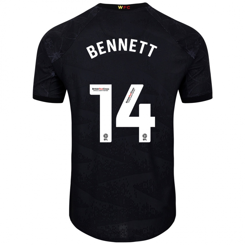 Niño Camiseta Harley Bennett #14 Negro Blanco 2ª Equipación 2024/25 La Camisa Perú