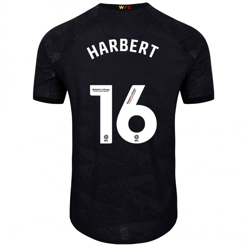 Niño Camiseta Laila Harbert #16 Negro Blanco 2ª Equipación 2024/25 La Camisa Perú