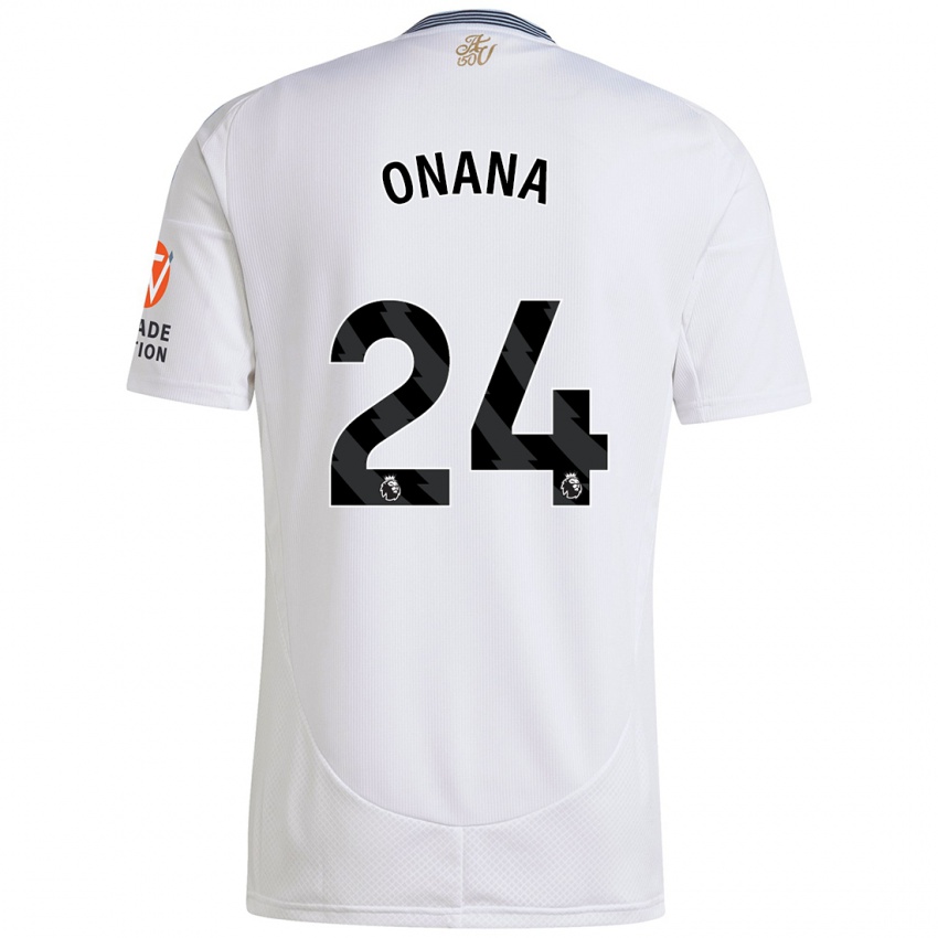 Niño Camiseta Amadou Onana #24 Blanco 2ª Equipación 2024/25 La Camisa Perú