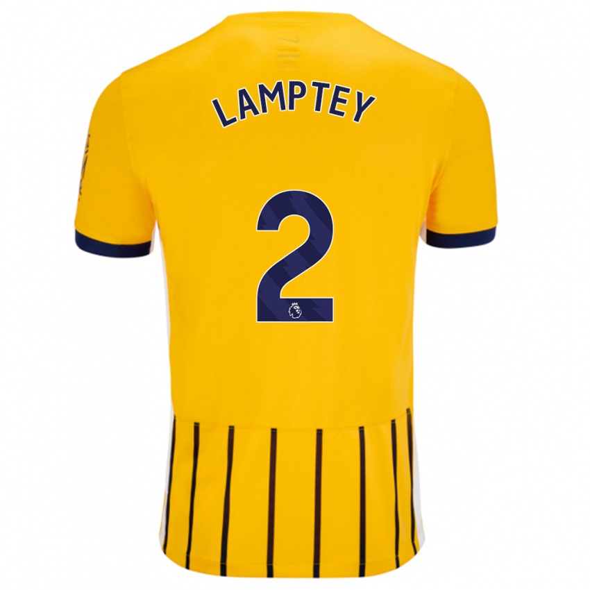 Niño Camiseta Tariq Lamptey #2 Dorado Azul Rayas 2ª Equipación 2024/25 La Camisa Perú