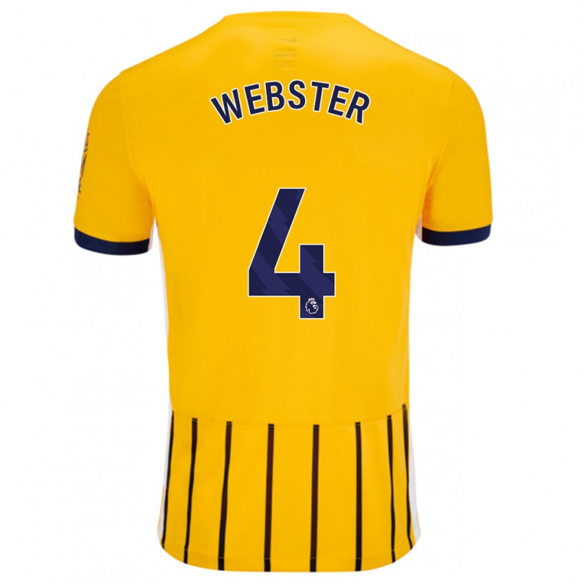 Niño Camiseta Adam Webster #4 Dorado Azul Rayas 2ª Equipación 2024/25 La Camisa Perú