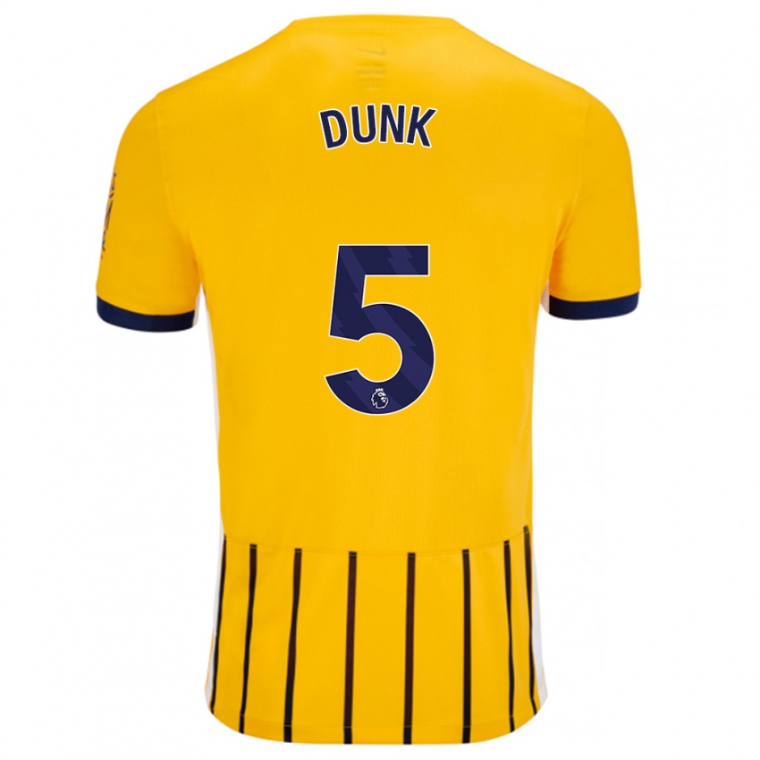 Niño Camiseta Lewis Dunk #5 Dorado Azul Rayas 2ª Equipación 2024/25 La Camisa Perú