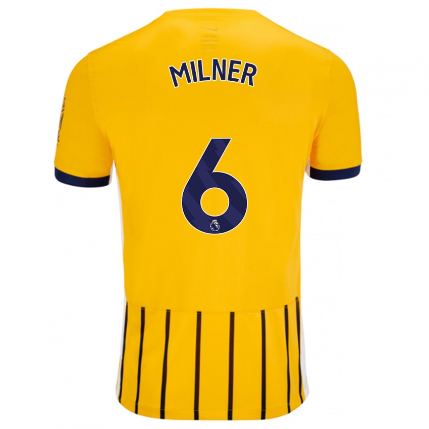 Niño Camiseta James Milner #6 Dorado Azul Rayas 2ª Equipación 2024/25 La Camisa Perú