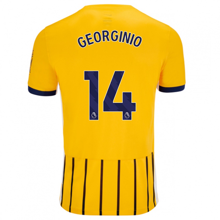 Niño Camiseta Georginio Rutter #14 Dorado Azul Rayas 2ª Equipación 2024/25 La Camisa Perú