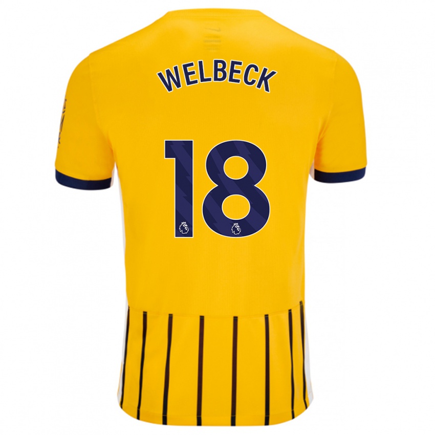 Niño Camiseta Danny Welbeck #18 Dorado Azul Rayas 2ª Equipación 2024/25 La Camisa Perú