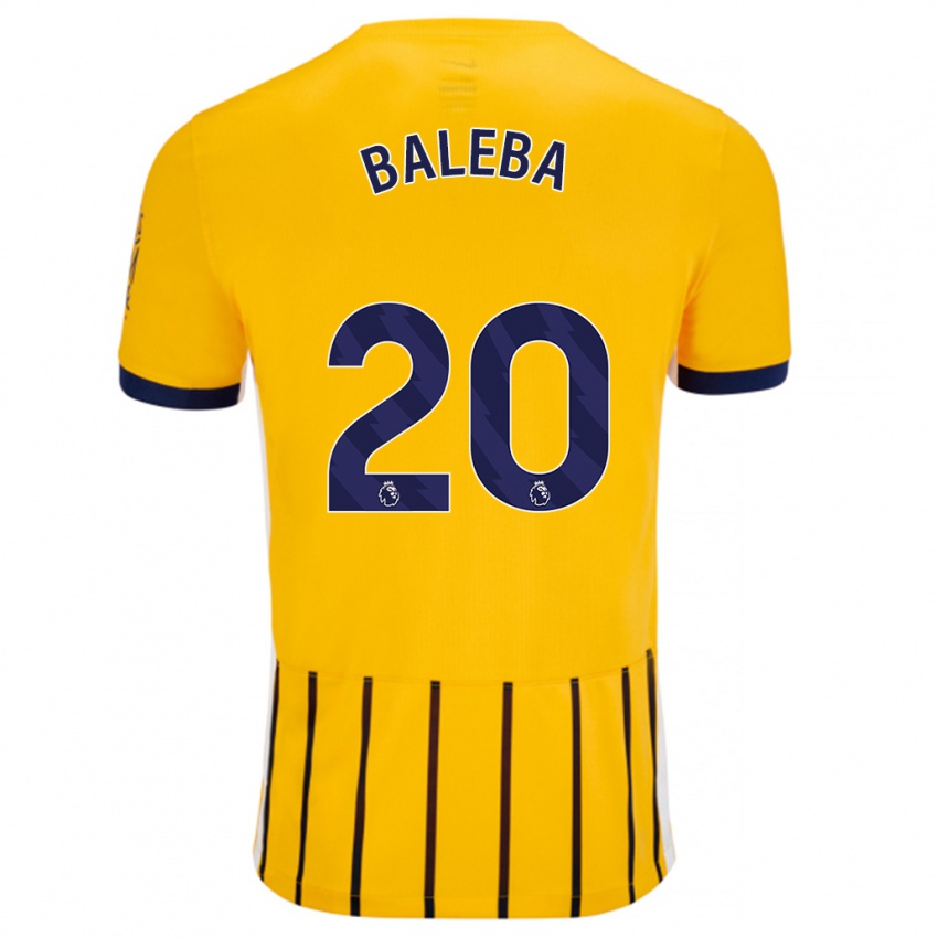 Niño Camiseta Carlos Baleba #20 Dorado Azul Rayas 2ª Equipación 2024/25 La Camisa Perú