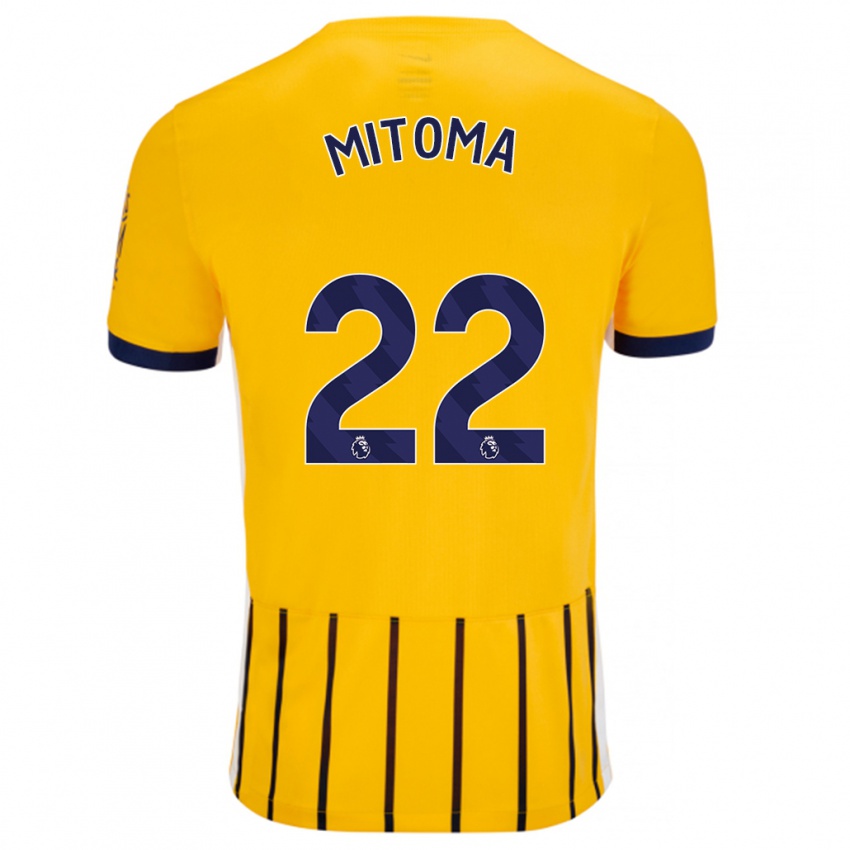 Niño Camiseta Kaoru Mitoma #22 Dorado Azul Rayas 2ª Equipación 2024/25 La Camisa Perú