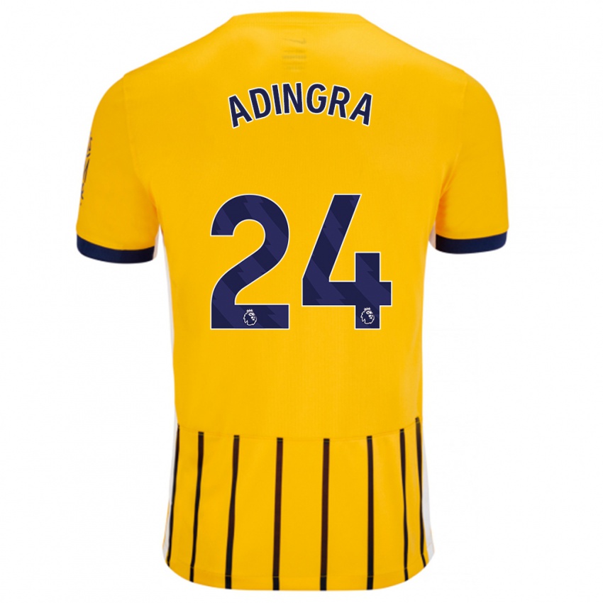 Niño Camiseta Simon Adingra #24 Dorado Azul Rayas 2ª Equipación 2024/25 La Camisa Perú