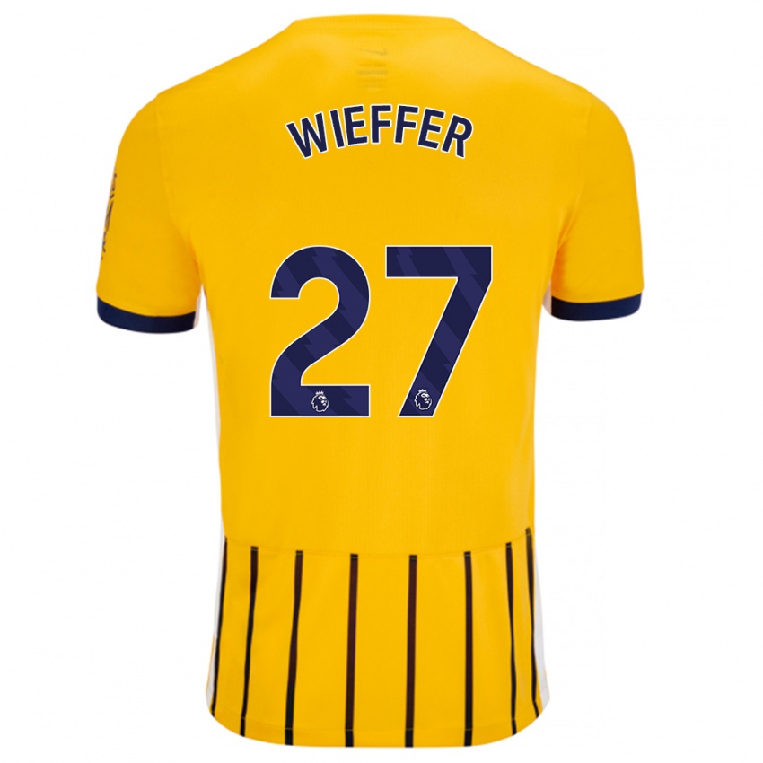 Niño Camiseta Mats Wieffer #27 Dorado Azul Rayas 2ª Equipación 2024/25 La Camisa Perú