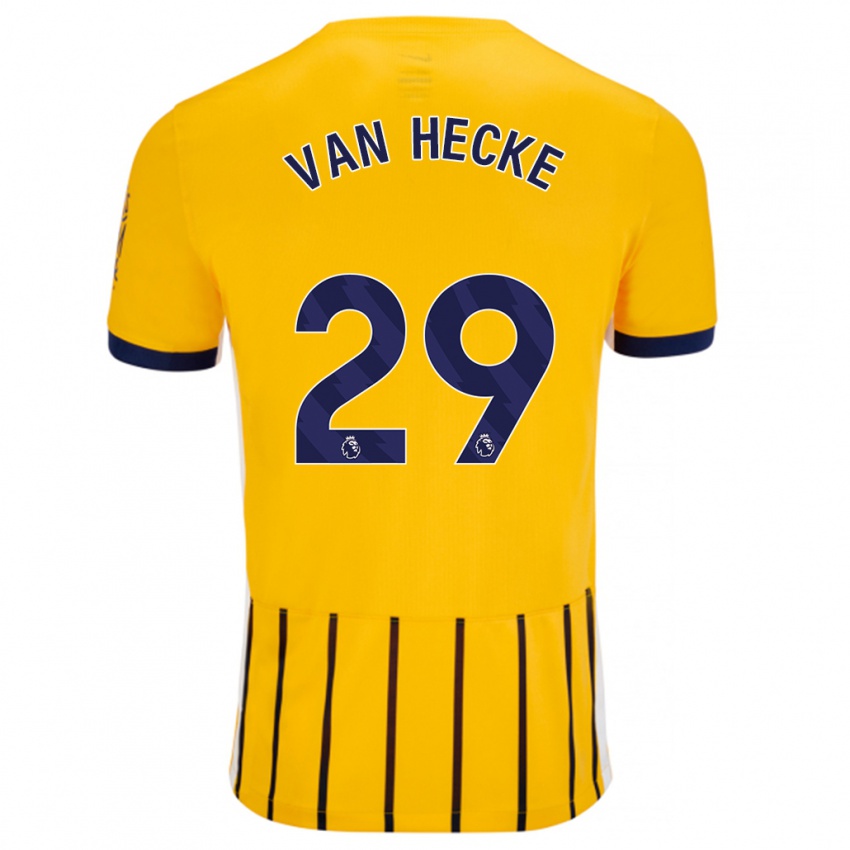 Niño Camiseta Jan Paul Van Hecke #29 Dorado Azul Rayas 2ª Equipación 2024/25 La Camisa Perú